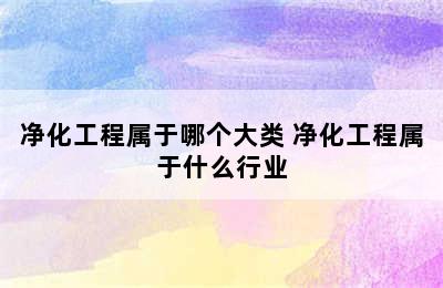 净化工程属于哪个大类 净化工程属于什么行业